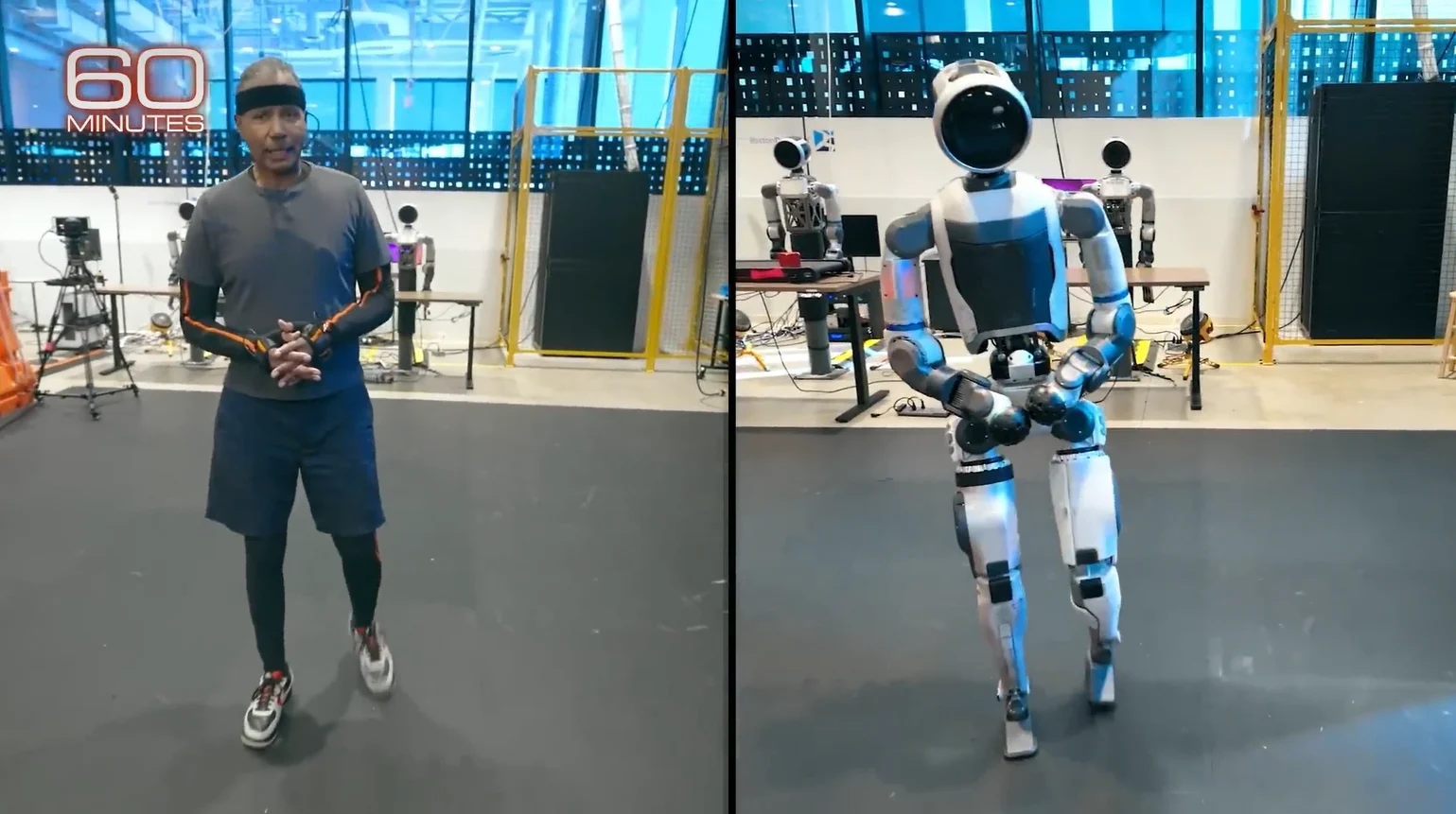 Обучение гуманоида: оператор в mocap-костюме и робот